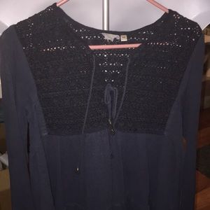 Blue Bohem Navy Crochet Gauze Tunic Top/Dress
